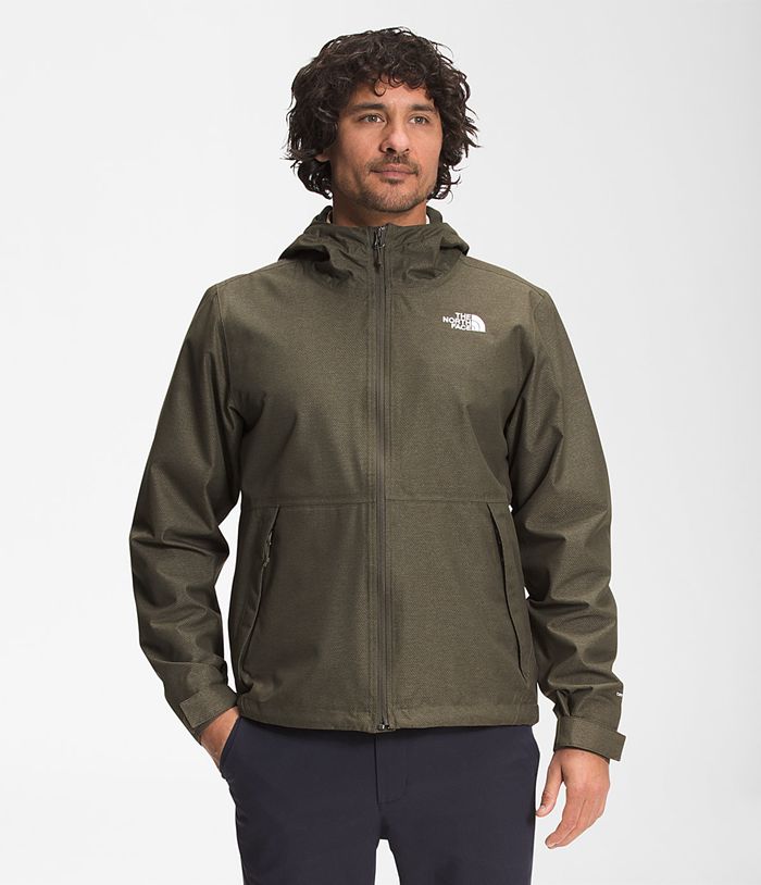 The North Face Rain Jacket Printed Novelty Millerton Dark Green - Mens - Thailand DBPQI-3509